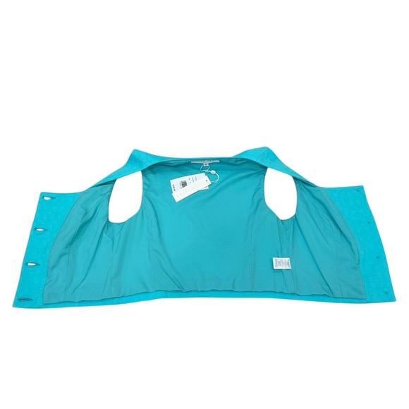 Trina Turk Refreshment 2 Top Oceano Aqua Blue Sleeveless Tile Jacquard Size 2 - Picture 14 of 15